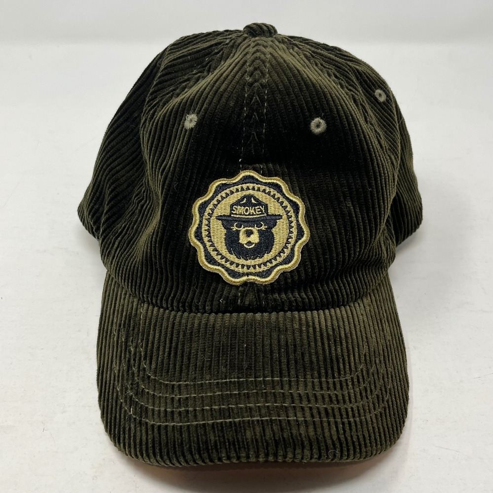 Filson Smokey Bear Corduroy Logger Cap Dark Olive Green Adjustable Hat 20172160